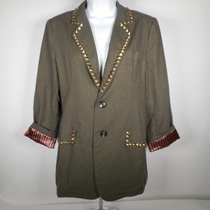 NWT Audrey 3+1 Studded Olive Green M Blazer Lined
